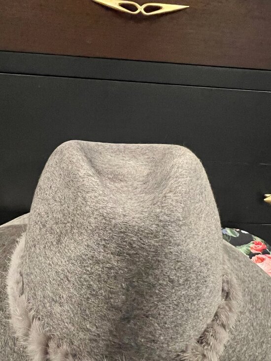 Eugenia Kim Georgina Wool Fedora Heather Gray Fur Band M NWT